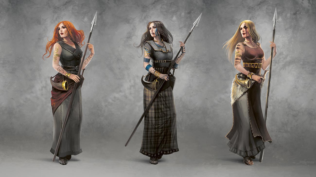 © Sandra Duchiewicz / Creative Assembly | Barbarian Female Chempions | Concept art do gry „Total War: Rome II”. | 2012
